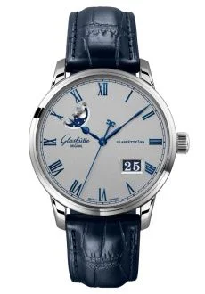 Senator Excellence Panorama Date Moonphase Stainless Steel / Grey / Alligator - Pin