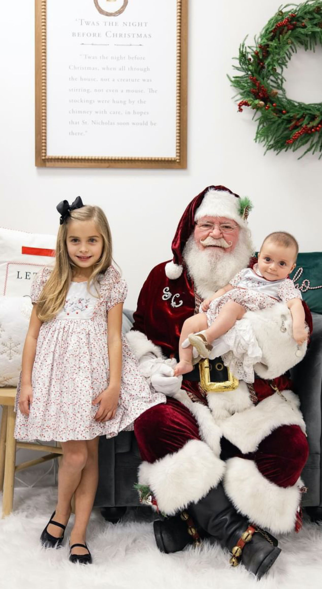 Matching sibling celebration santa dress
