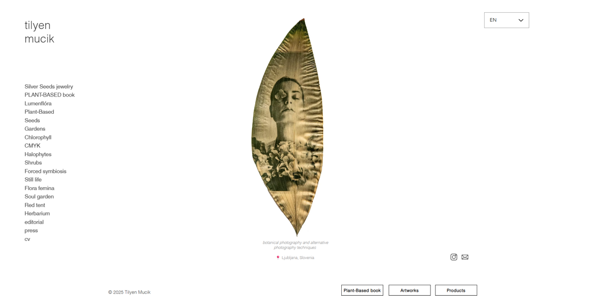 Screenshot of Tilyen Mucik, from the wix photography website examples collection.