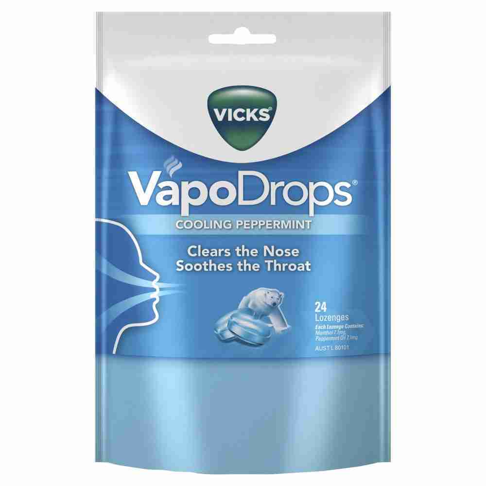 Vicks Vapodrops Cooling Peppermint Lozenges 24 Pack