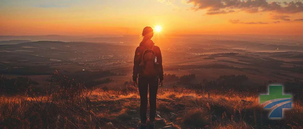 A travel nurse at sunset, ready to tackle new healthcare challenges.