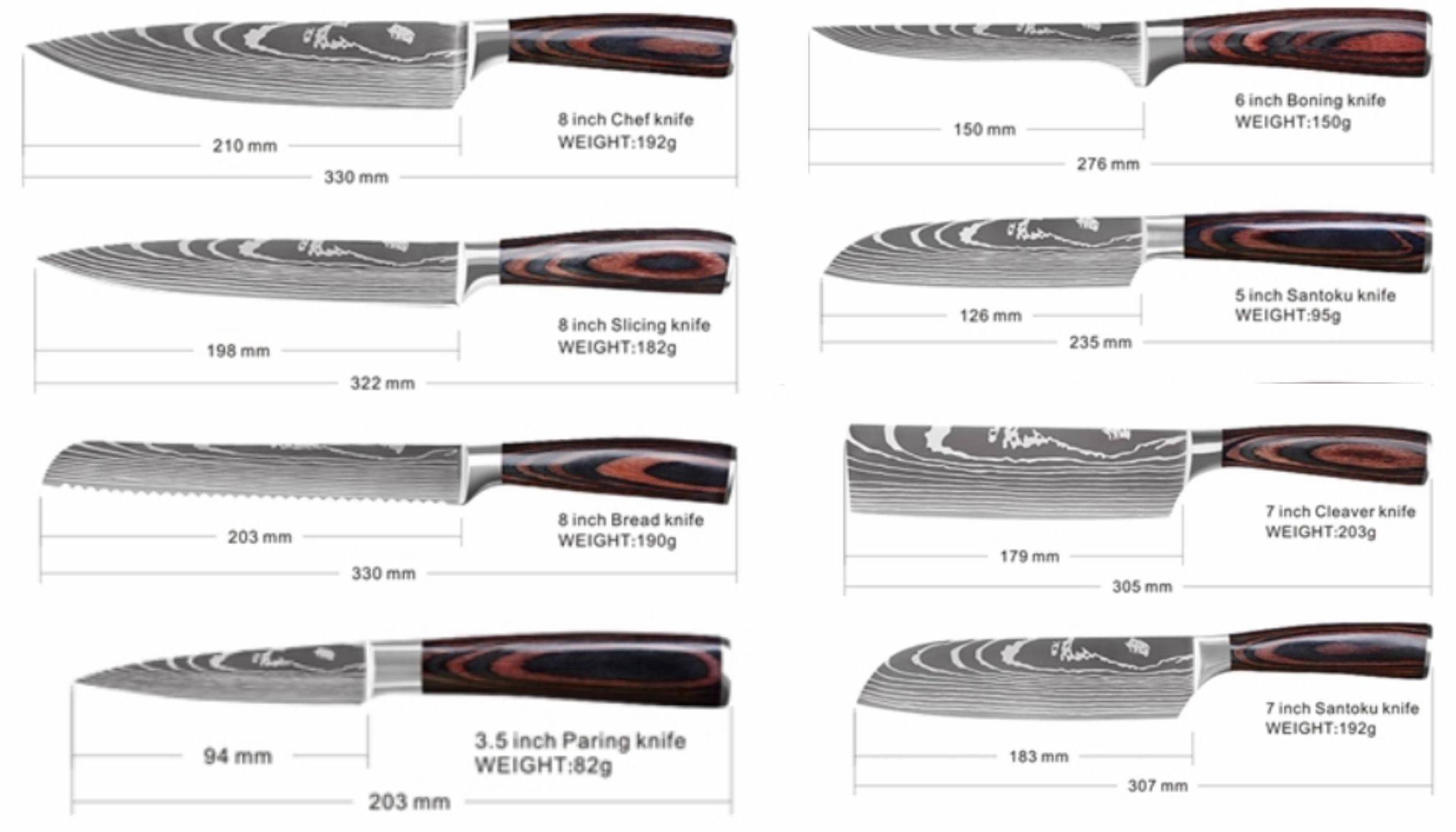 Best Professional Kitchen Knives, Best Kitchen Knife Set, Japanese Chef Knife Set, Damascus Knives,