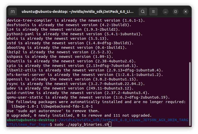 Apply binaries
