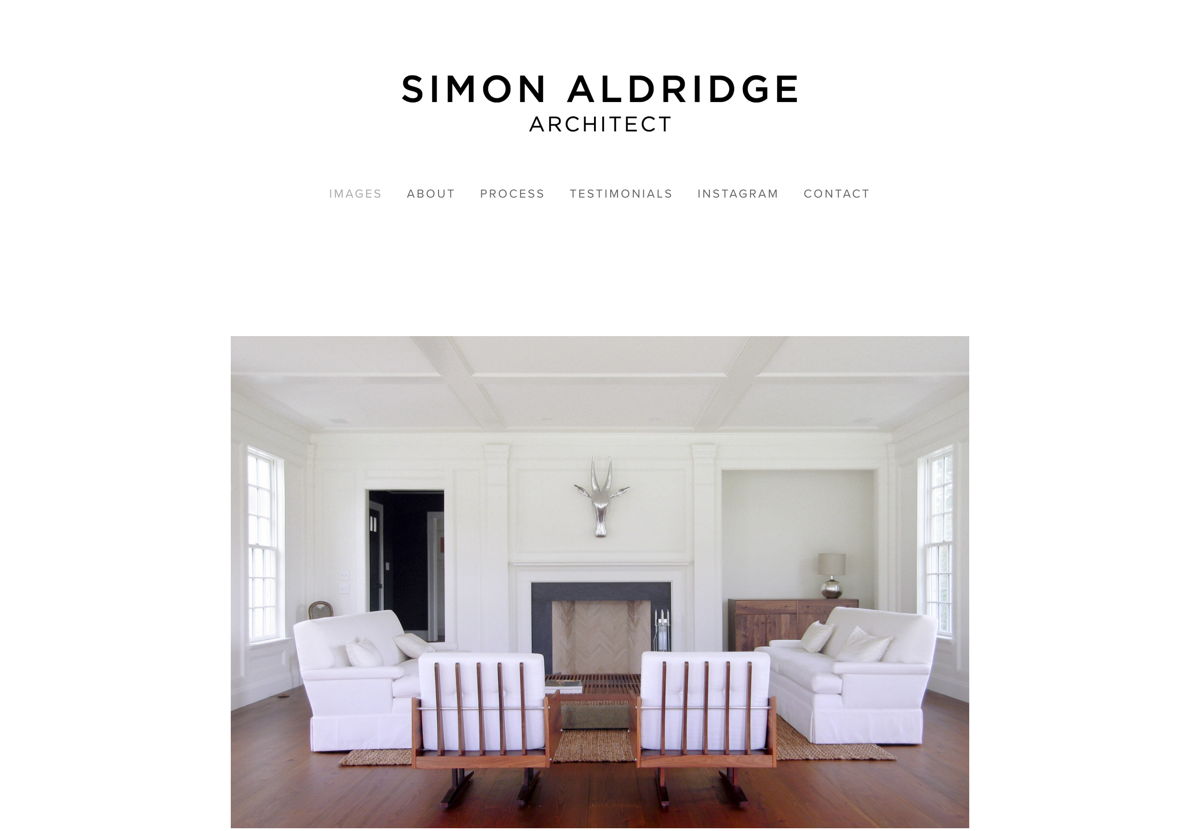 Screenshot of Simon Aldridge, from the architecture portfolios collection.