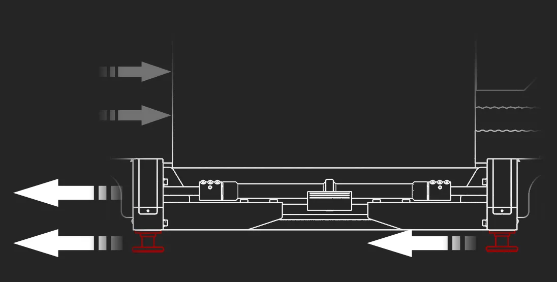 mobile base woodworking machinery mobility system Spider M-1500 and Spider M-1500Pro fixed legs enhance static friction up to 916N, ensuring maximum stability during use