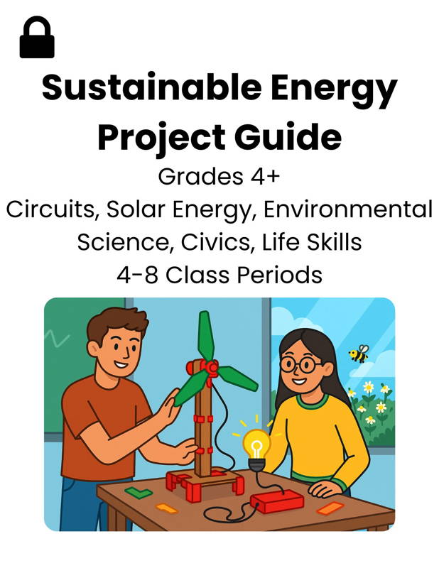 Image of two students building a sustainable energy STEM project using a cardboard wind turbine and circuits, demonstrating hands-on environmental science solar energy and early engineering skills. Ideal for school children learning real-world STEM education through project-based learning.