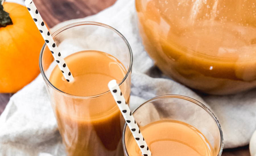 Pumpkin juice fall drink in cups