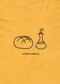 Diseño de la camiseta que muestra una aceitera y un pan con un texto que dice "volem pa amb oli"