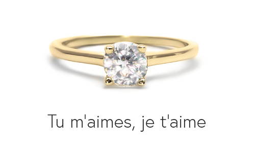 Solitaire en or jaune avec diamant de laboratoire