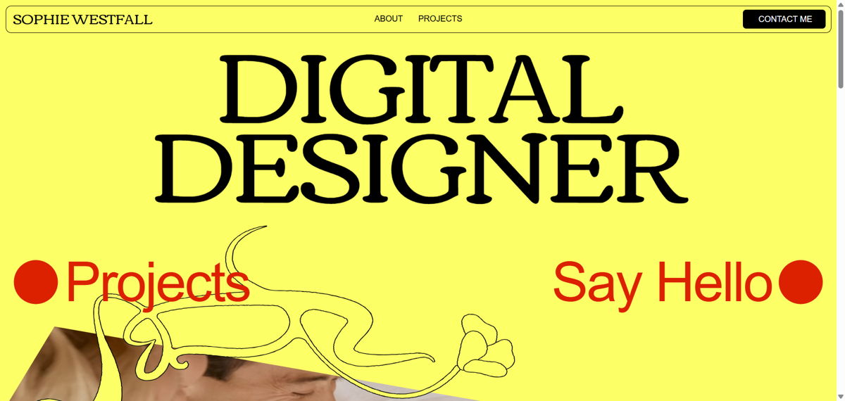 Screenshot of Sophie Westfall, from the wix portfolio website examples collection.