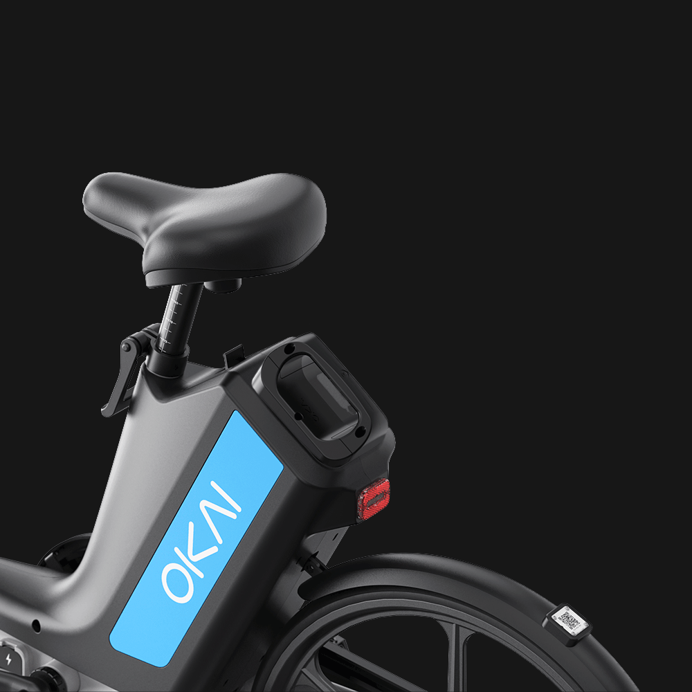 Okai Electric Scooter & Electric Bike Manufacturer, ES400B Electric Scooter Swappable Battery outside of the Scooter