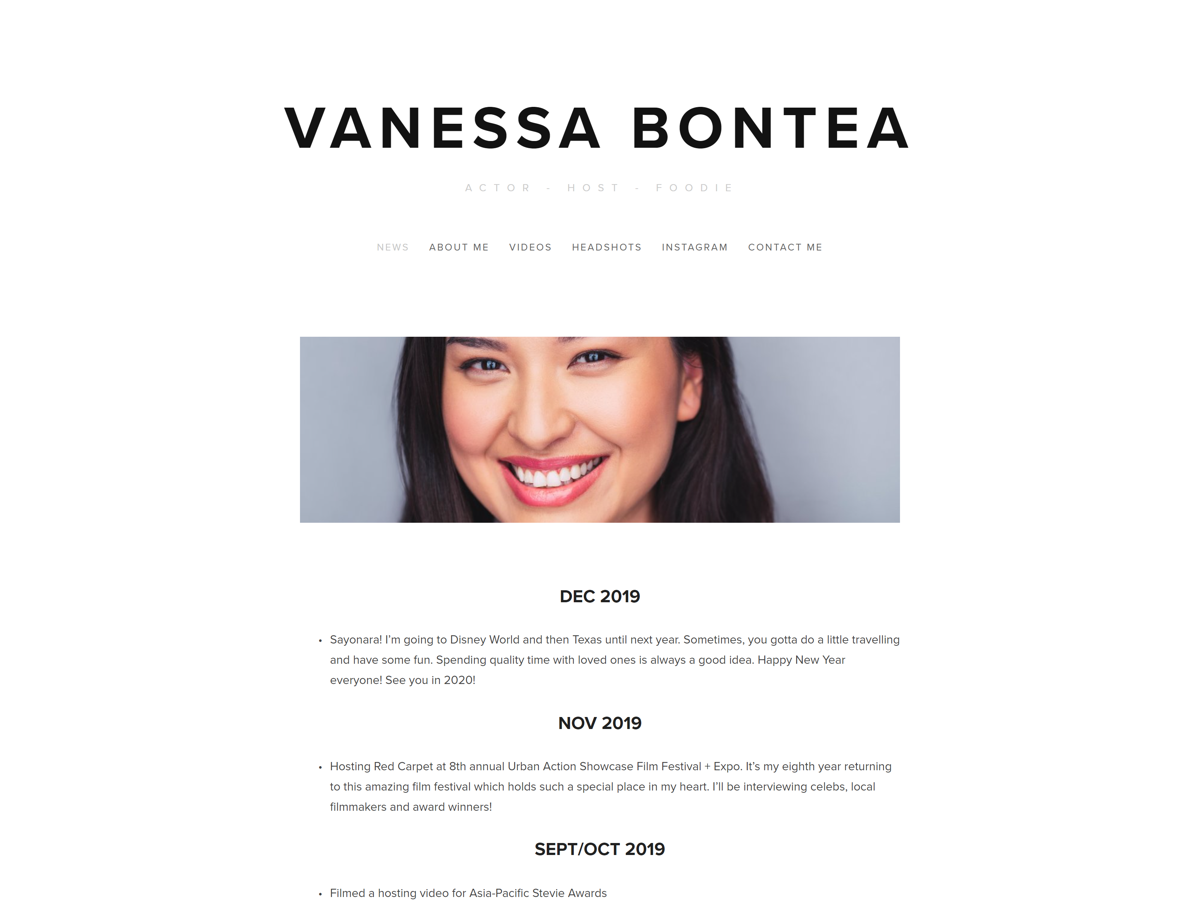 Screenshot of Vanessa Bontea, from the actor websites collection.