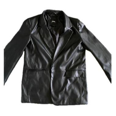 black faux leather blazer