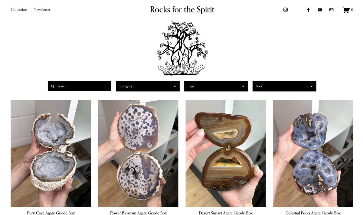 Screenshot of Rocks for the Spirt, from the ecommerce websites collection.