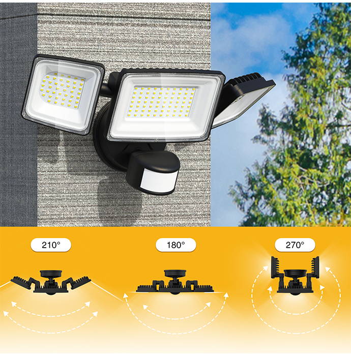 Outside Motion Activated LED Flood Lights Adjustable Heads