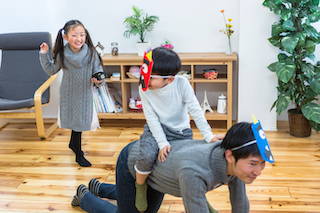 Enjoying Setsubun with family