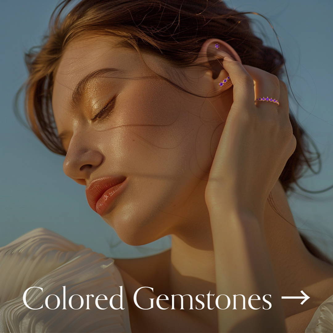 colored gemstone amethyst gold jewelry