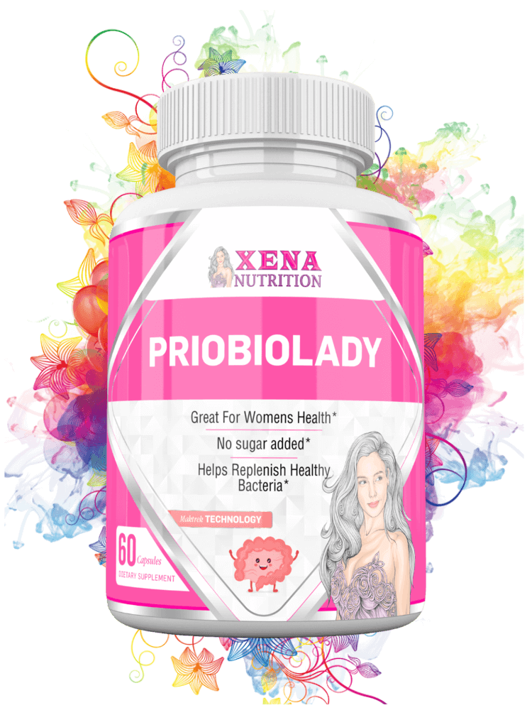 Probiolady Xena Nutrition Supplement for women probiotics prebiotics gut health background