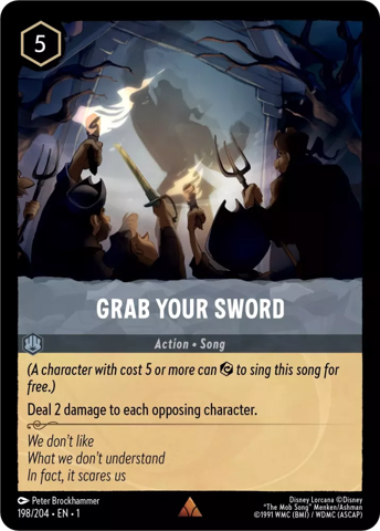 Grab Your Sword card from Disney's Lorcana: The First Chapter.