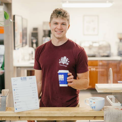 Matt Somsen, in charge of roastery operations at alma coffee