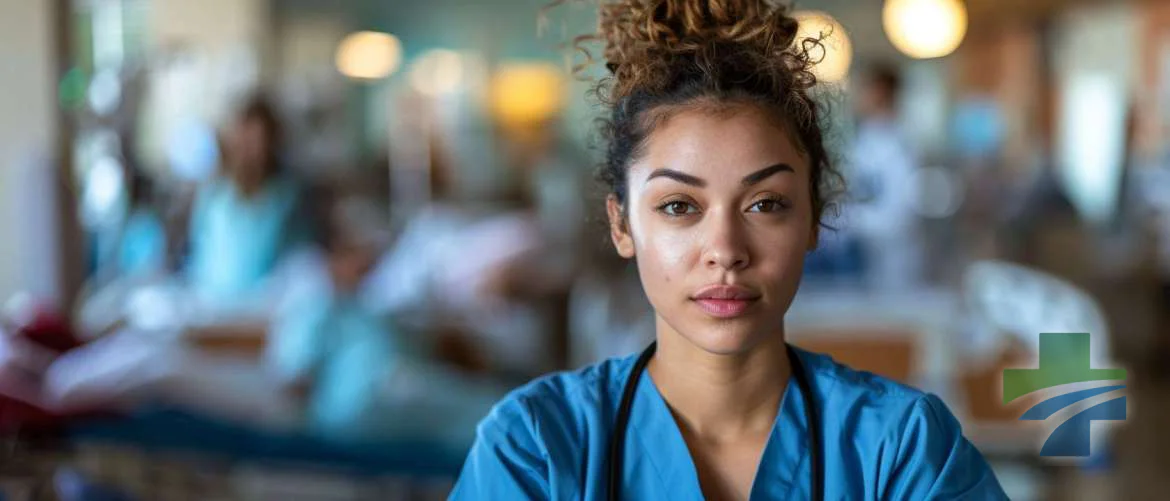 A travel nurse transitions from professional to patient in a reflective moment.