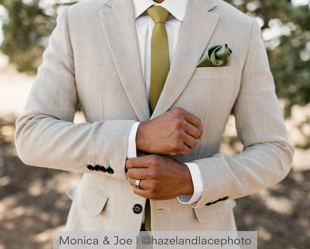 man in taupe linen suit