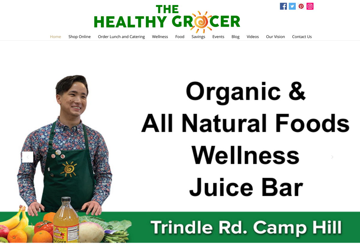 Screenshot of The Healthy Grocer, from the food websites collection.
