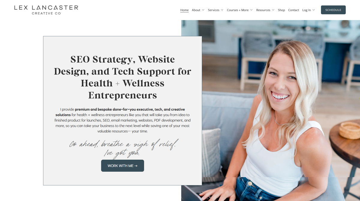 Screenshot of Lex Lancaster, from the seo portfolios collection.