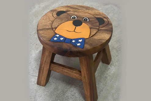 Children's Wooden Stool BEAR face Toddlers Step sitting Stool