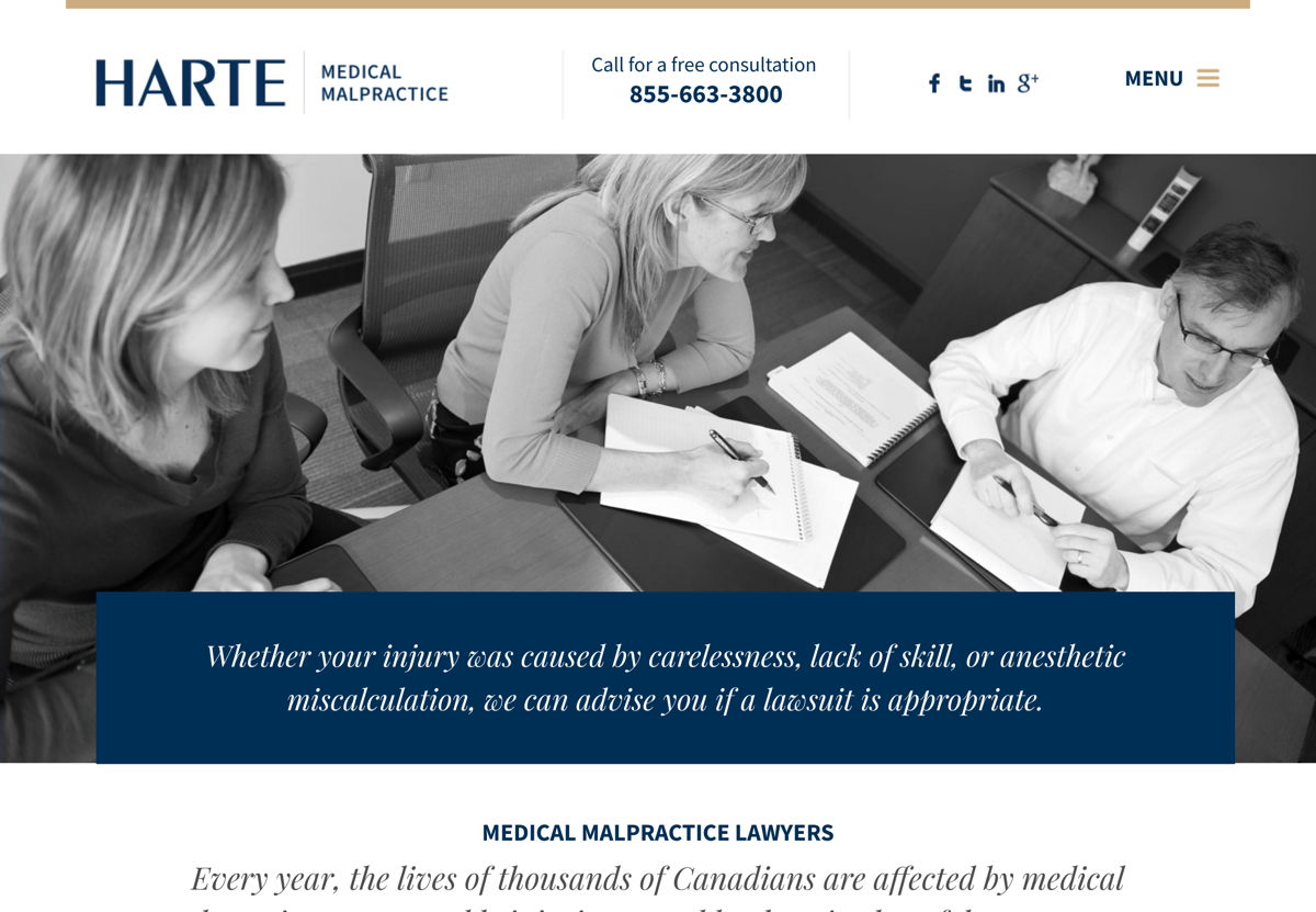 Screenshot of Harte Medical Malpractice, from the lawyer websites collection.