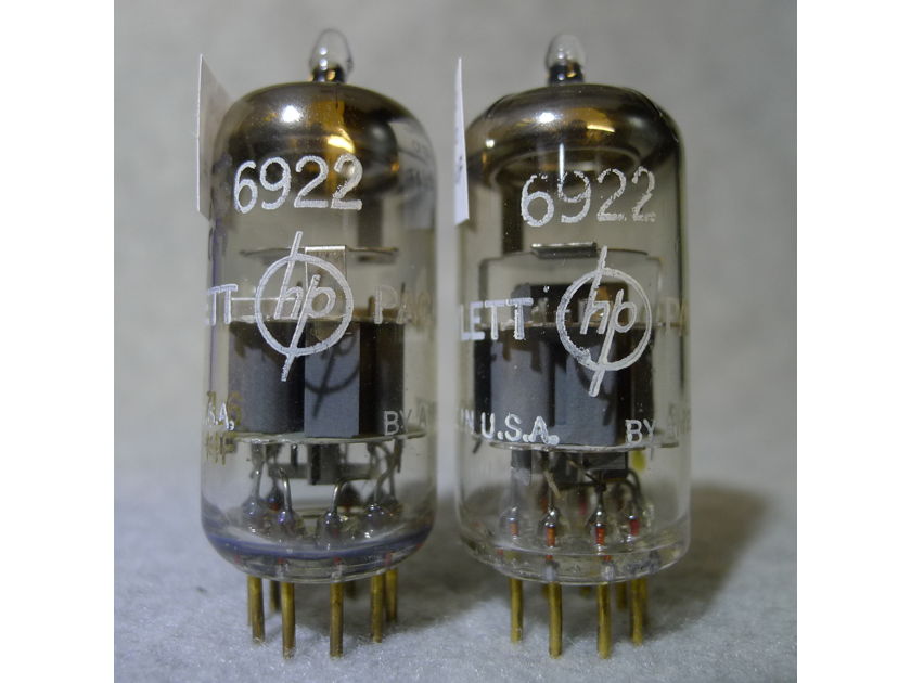 Amperex White Label 6922 E88CC PQ  Matched Pair Gold Pin Phono Grade Labeled as Hewlett-Packard