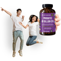A happy couple holding a bottle of Nano Singapore's best probiotic supplement