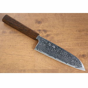Seisuke Nami AUS10 Damascus Santoku 165mm with Oak Handle