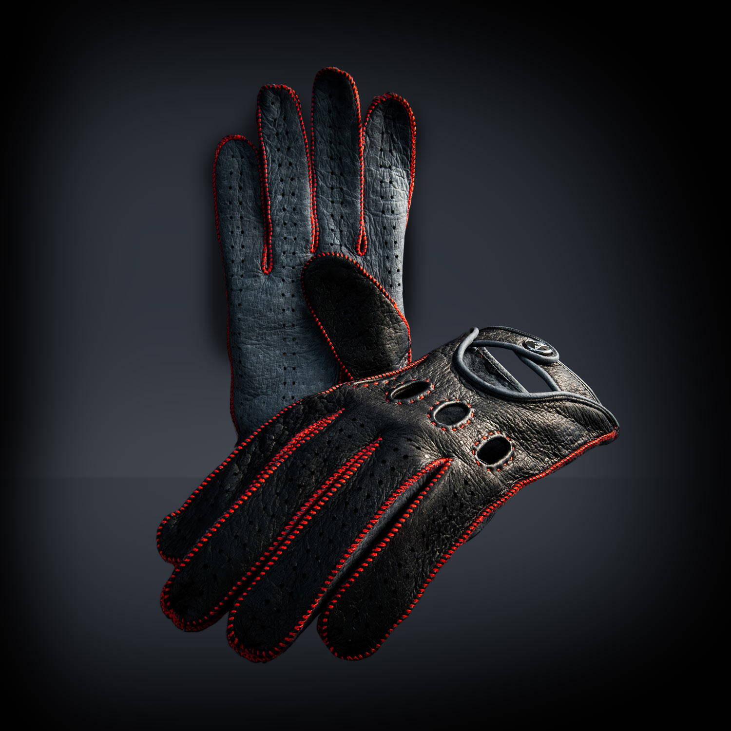 red driving gloves