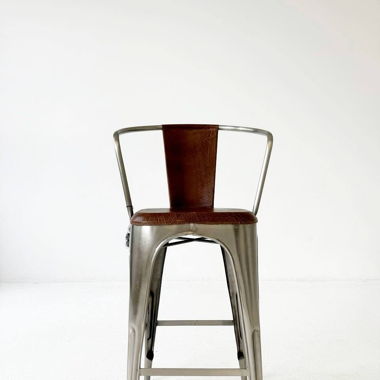 Set aus 2 Barhocker aus Leder