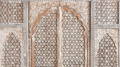Detailed carving of white Painted & Carved Indian Jali Purdah Screen - Mughal Style | Indigo Oriental Antiques