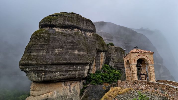 The Meteora Monasteries are located in central Greece, in the region of Thessaly