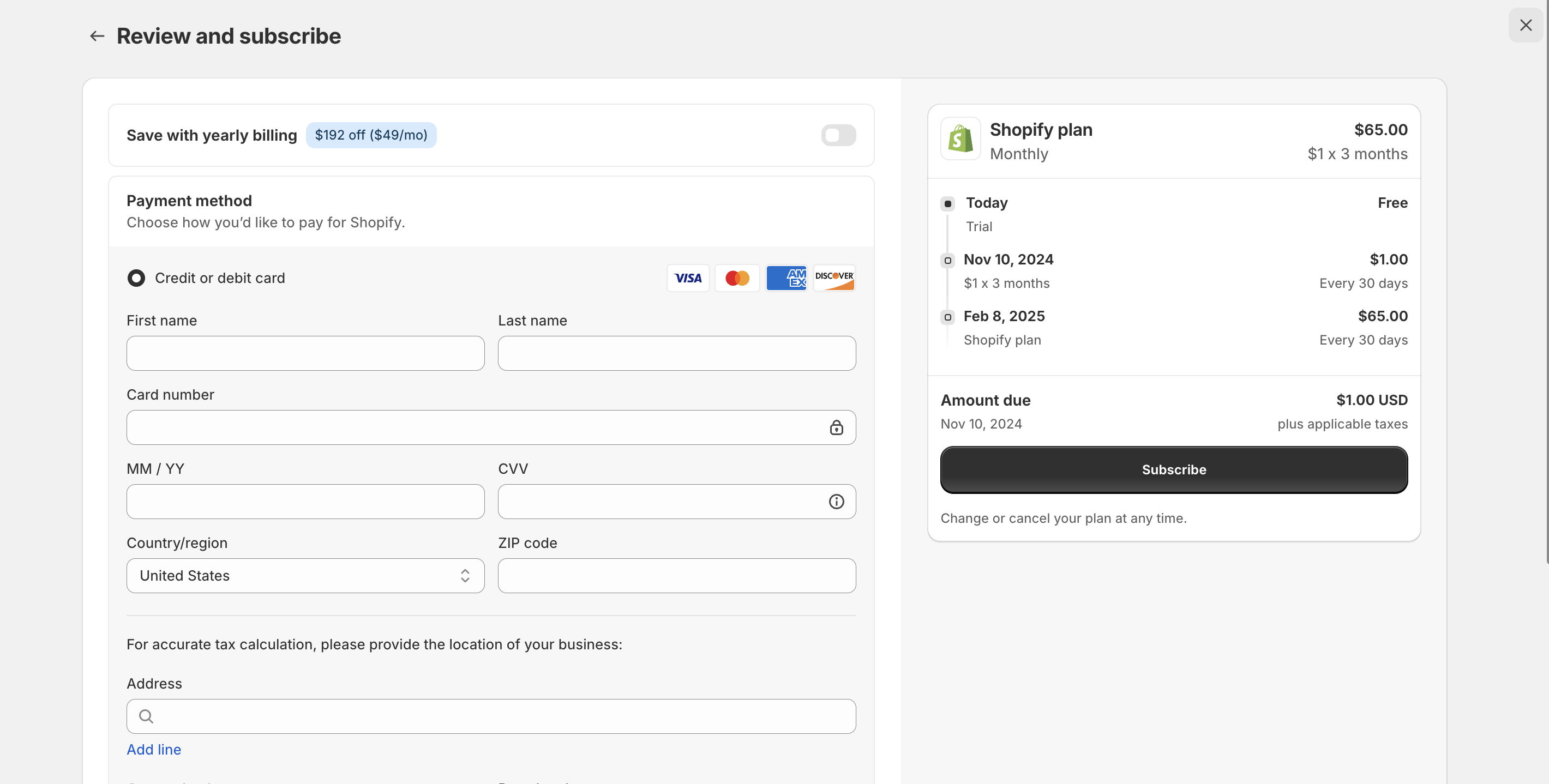 Shopify $1 3 months