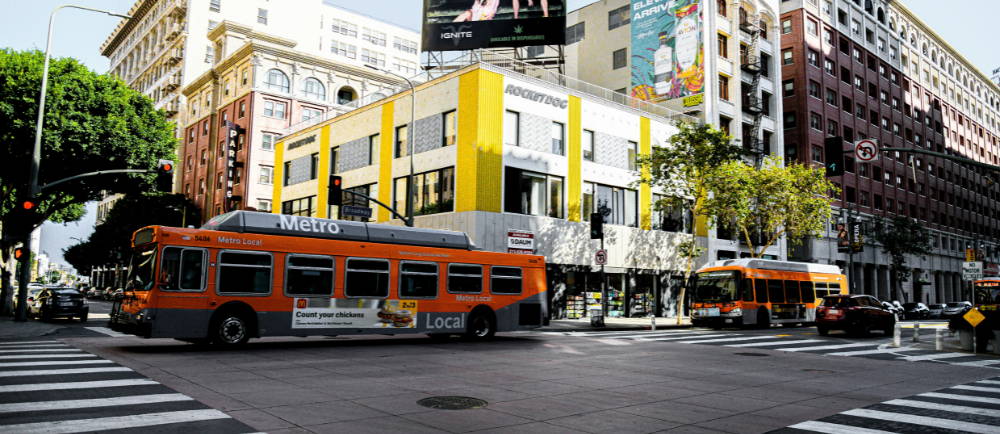 Downtown Los Angeles and Metro buses