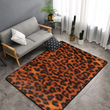 Leopard Print Flannel Non-Slip Floor Mat 60x39 in
