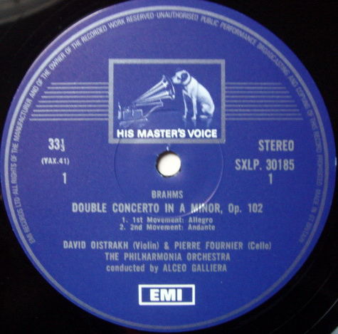 EMI HMV STAMP-DOG / OISTRAKH-FOURNIER, - Brahms Double ...
