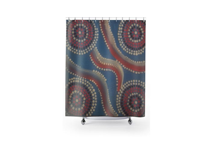 Abstract Dot Mandala Shower Curtain | Boho Tribal Spa Bathroom - Image 3