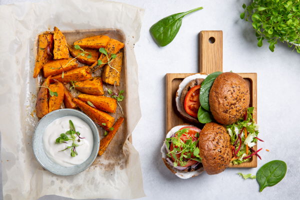 Photo of Power Veggie Burgers with Harissa Ranch 