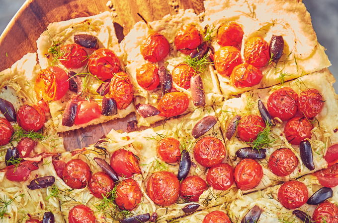 Savoury Fennel, Tomato and Olive Tart