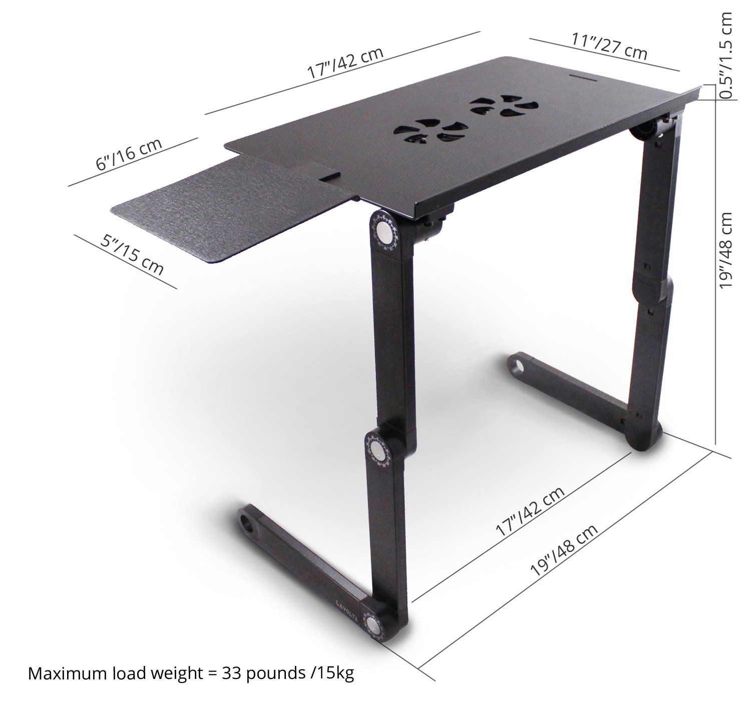 Lavolta Adjustable Folding Laptop Stand with Mouse Board and Cooling