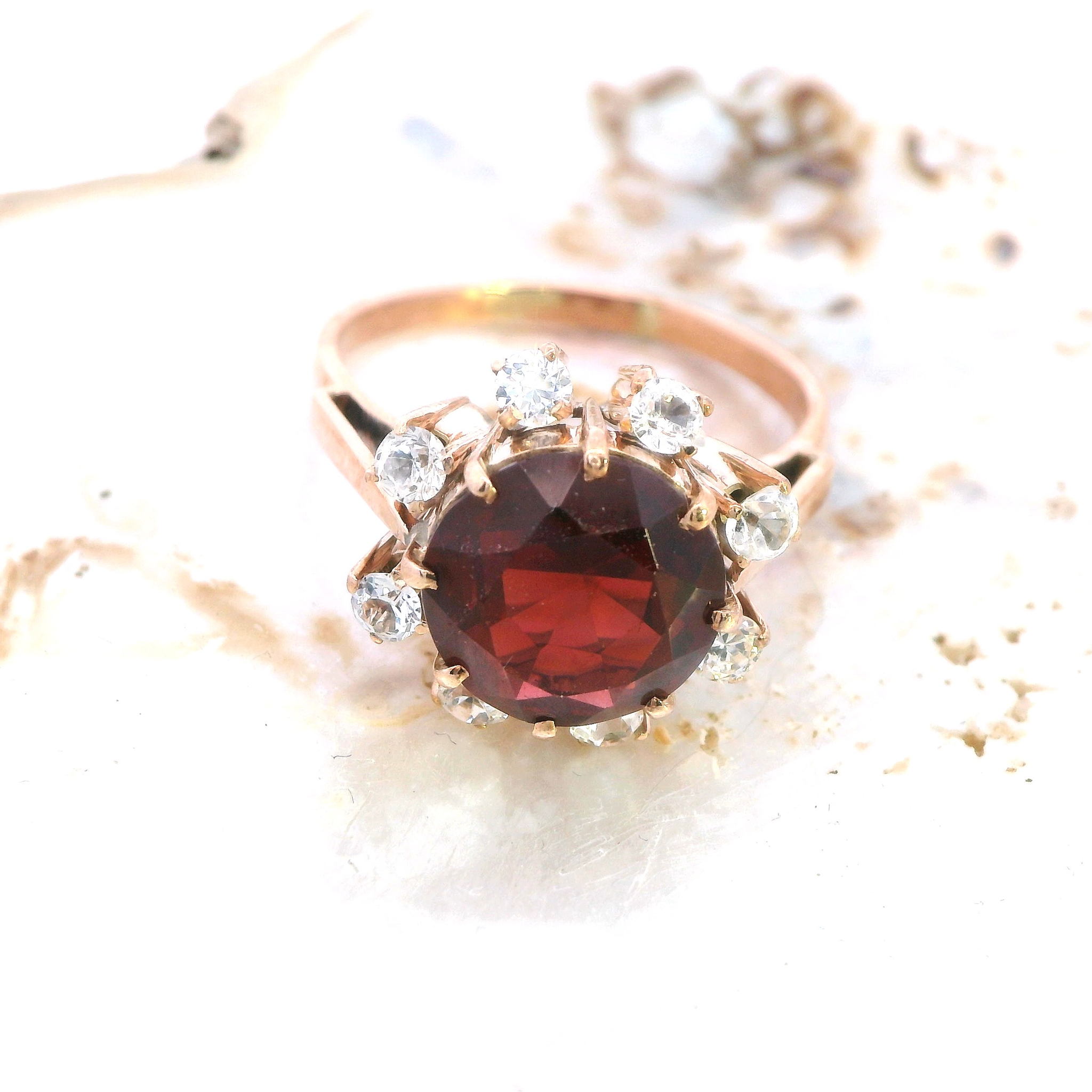 Garnet and Cubic Zirconia Ring - Image 2