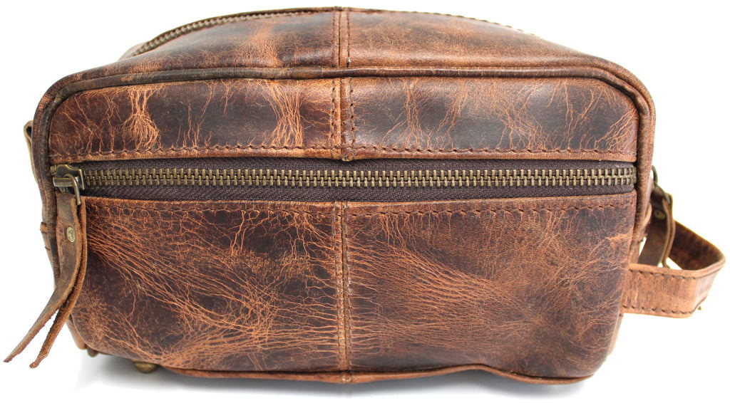 Quality Full Grain Genuine Hunter Leather Toiletry Bag