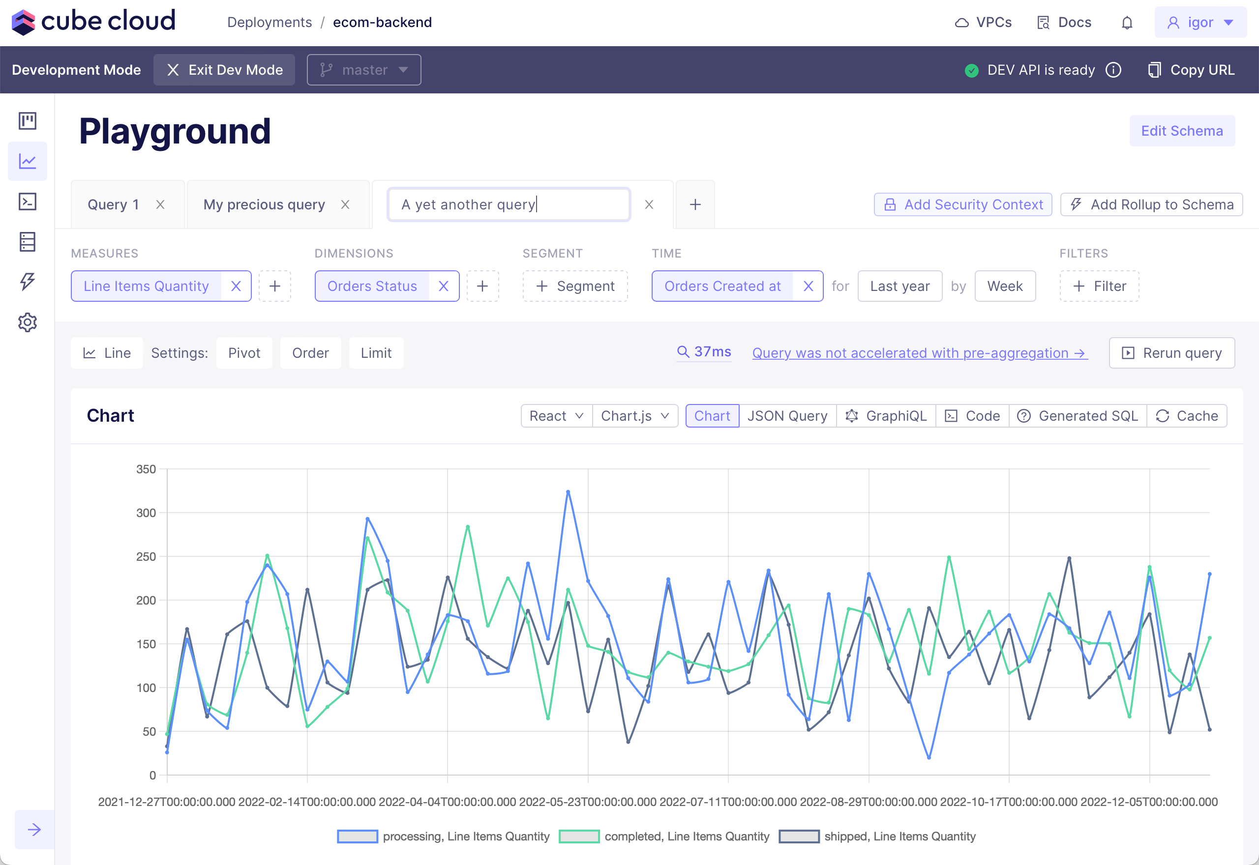 Playground Query and Results Example