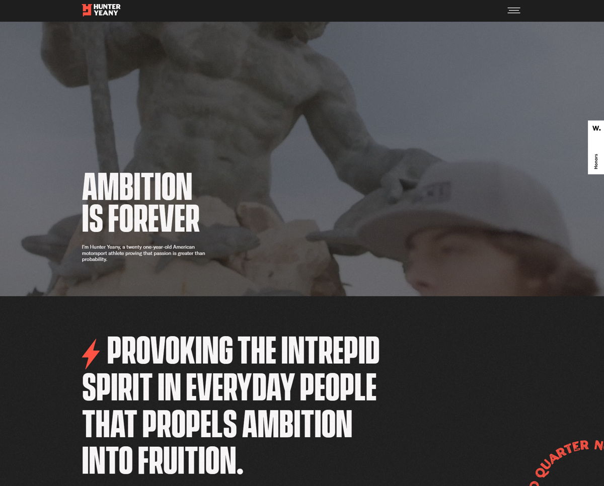 Screenshot of Hunter Yeany, from the athlete websites collection.