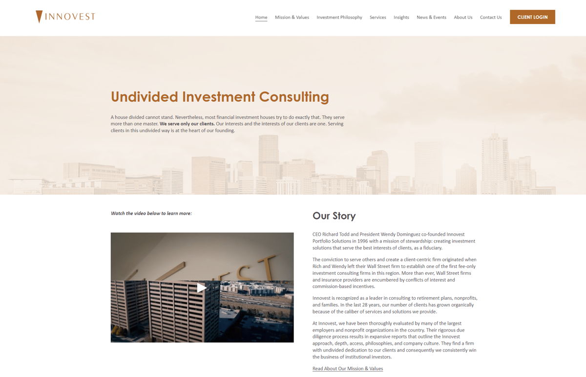 Screenshot of Innovest Portfolio Solutions, from the brown websites collection.